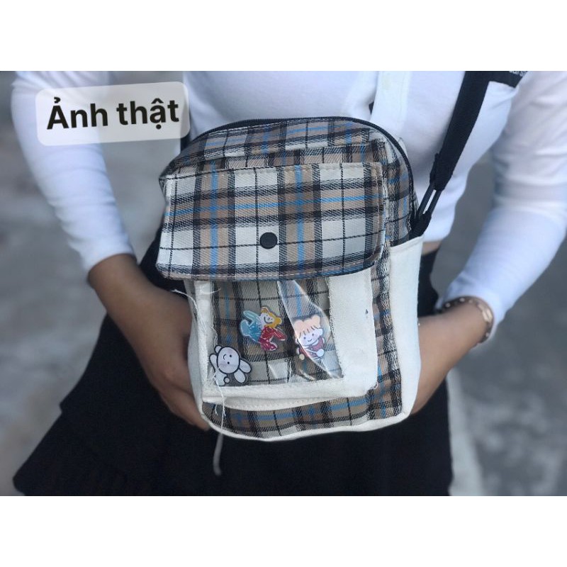 TÚI ĐEO CHÉO CARO PHỐI TÚI TRONG