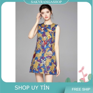 ĐẦM GẤM HOẠ TIẾT KẾT CƯỜM SANG TRỌNG HÀNG NHẬP CAO CẤP