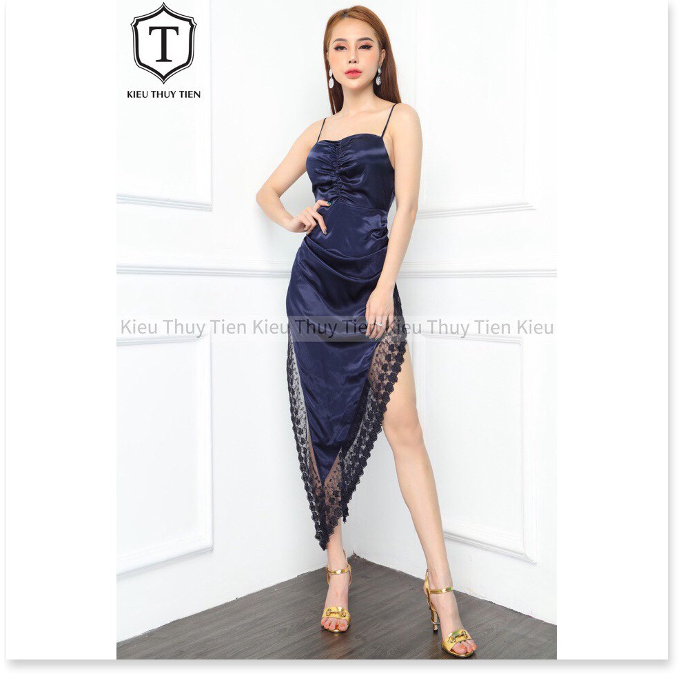 Đầm 2 dây phi lụa xẻ tà phối ren cực sexxy siêu phẩm mùa hè mới nhất 2020 HP