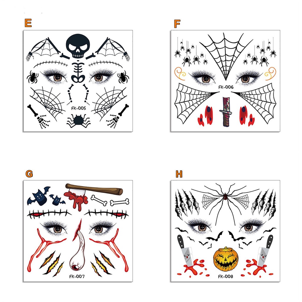 Hình Xăm Dán Mặt Và Cơ Thể Phong Cách Halloween Độc Đáo
