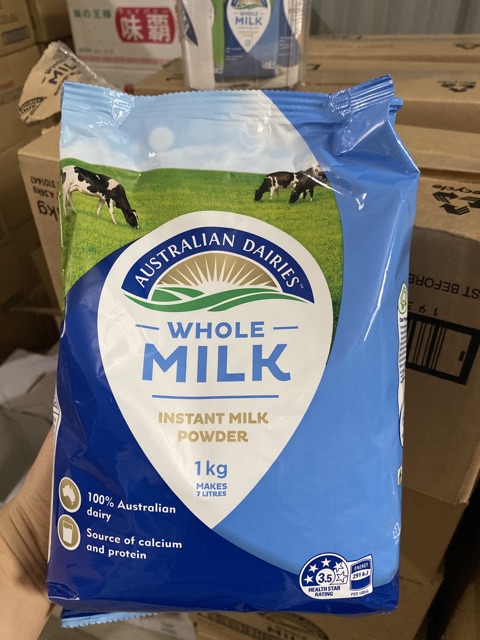 Combo 4 gói Whole milk nguyên kem Úc 1 kg tặng kèm 1 hộp chống ẩm