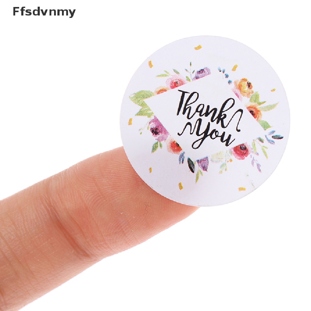 Cuộn 500 Miếng Dán Tròn In Chữ thank you Trang Trí