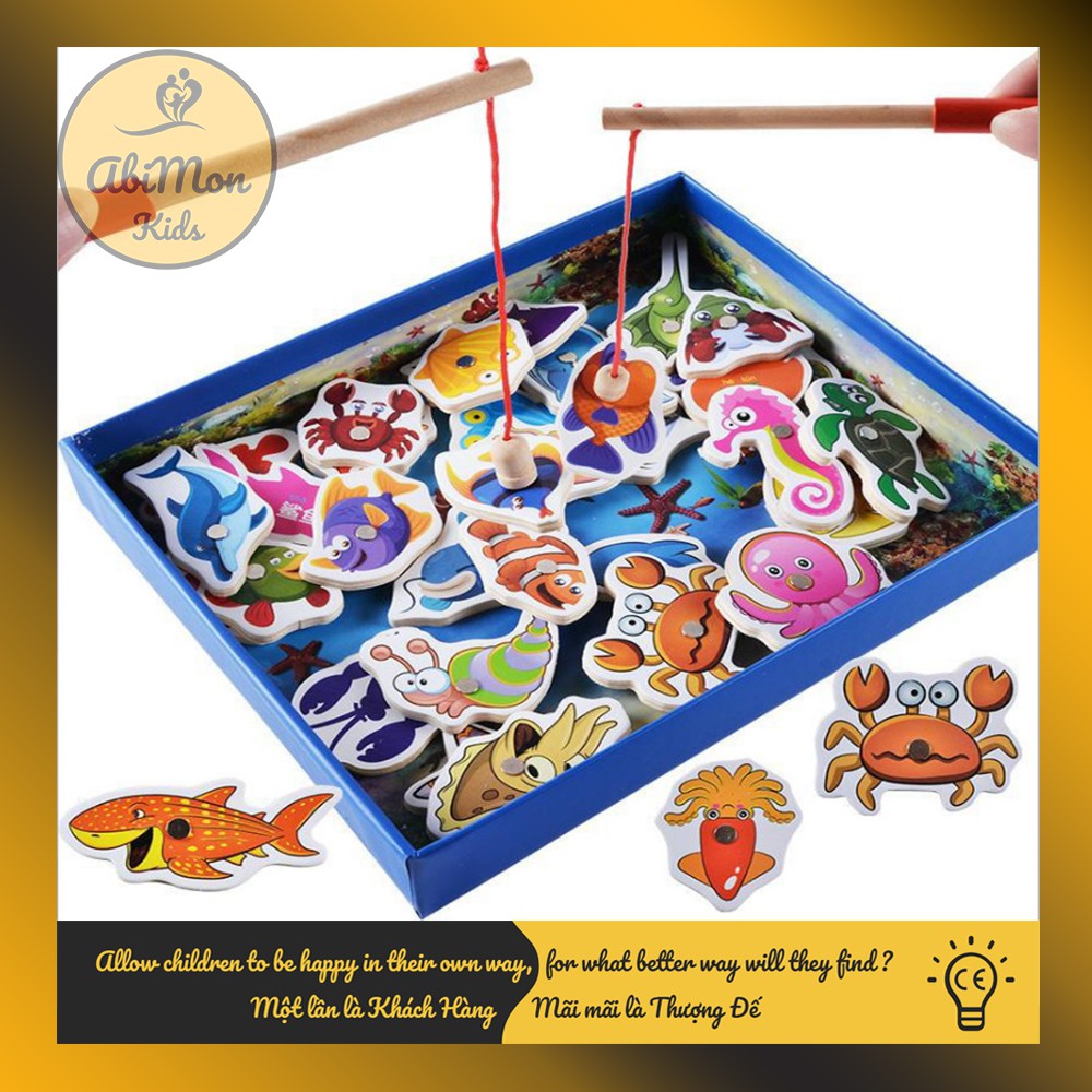 Bộ Câu Cá Nam Châm Bằng Gỗ Cho Bé ☘️ Montessori cao cấp ✨ (Đồ chơi Gỗ - Đồ chơi Giáo Dục - An toàn - Thông minh)