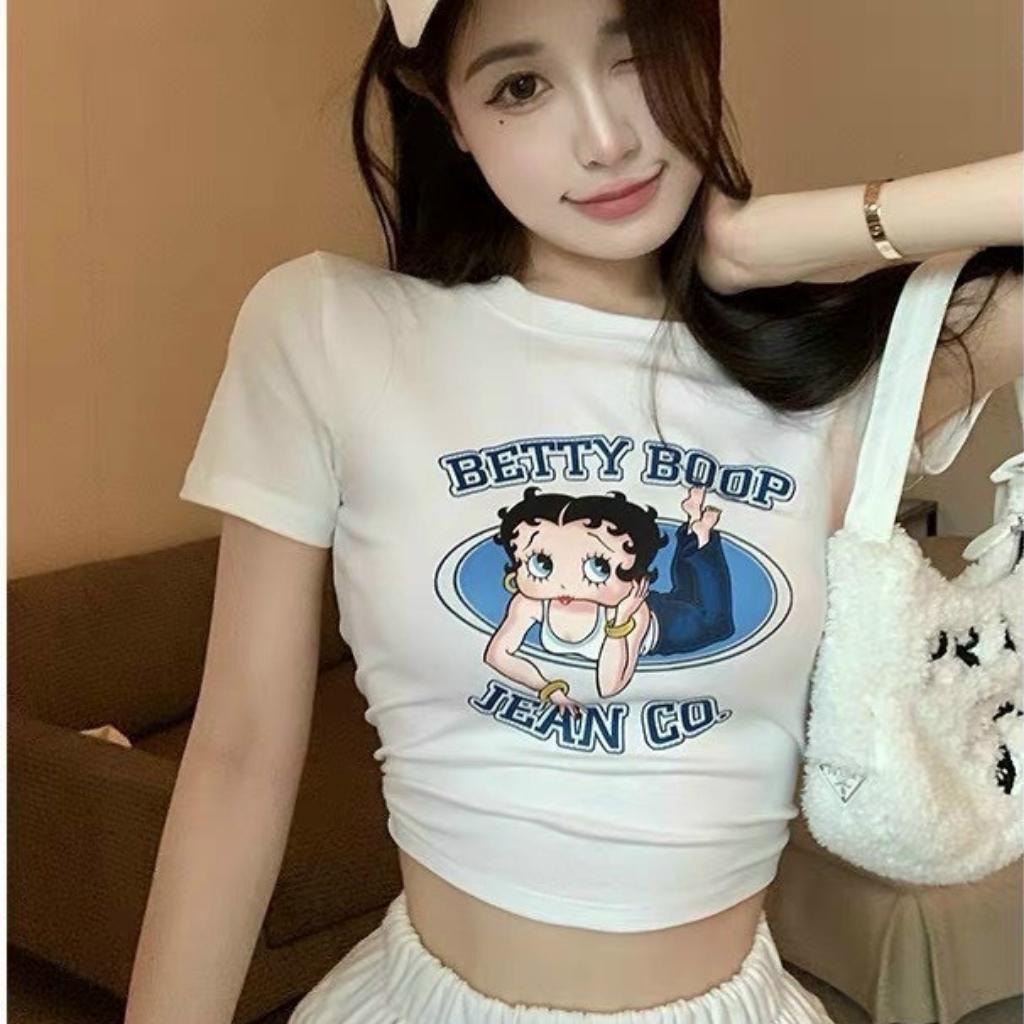 Áo croptop thêu hình siêu dễ thương, áo kiểu nữ ôm body chất thun borip mềm mịn
