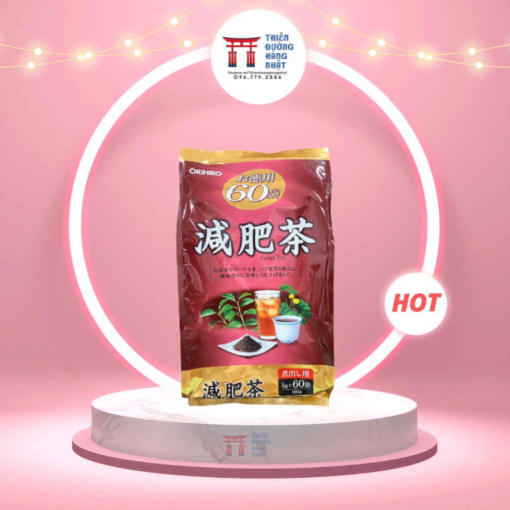 Trà giảm mỡ bụng Genpi Orihiro Nhật Bản hỗ trợ giảm béo, mỡ bắp tay và đùi, chống oxy hoá gói 60 túi lọc