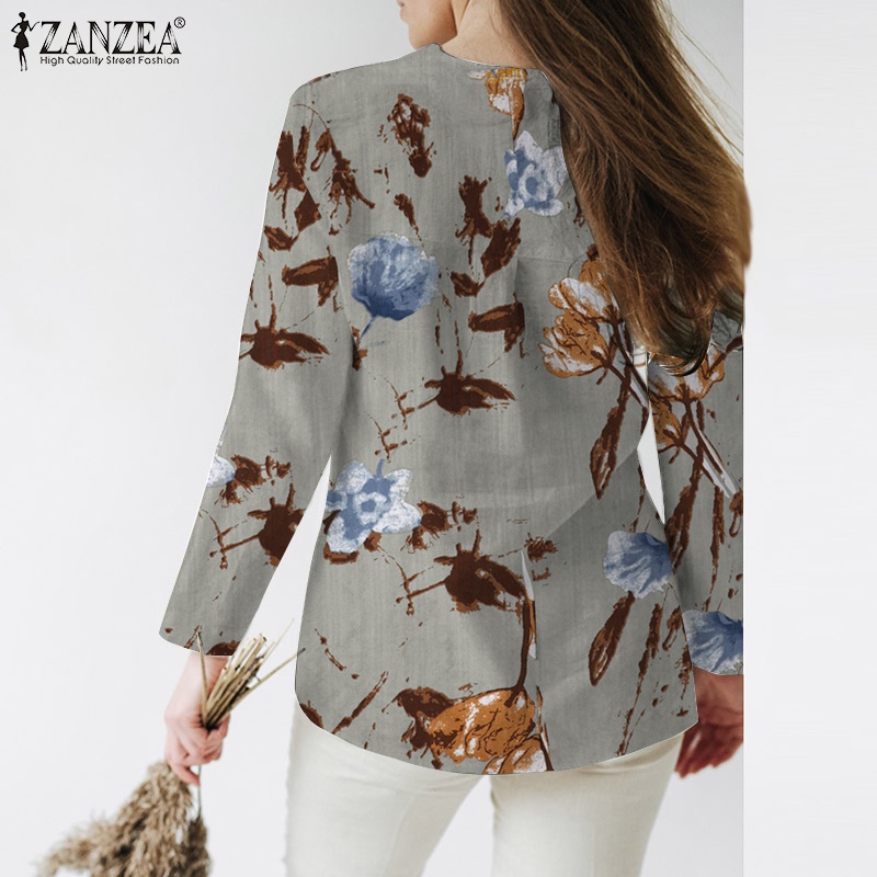 Zanzea Áo Sơ Mi Nữ Tay Dài Cổ Chữ V Họa Tiết Caro Phong Cách Vintage