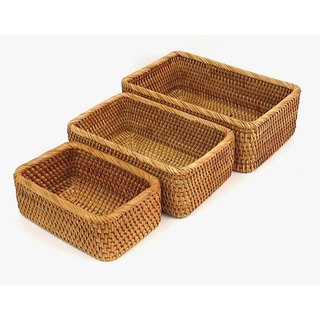 Bộ sản phẩm rổ mây đan hình chữ nhật