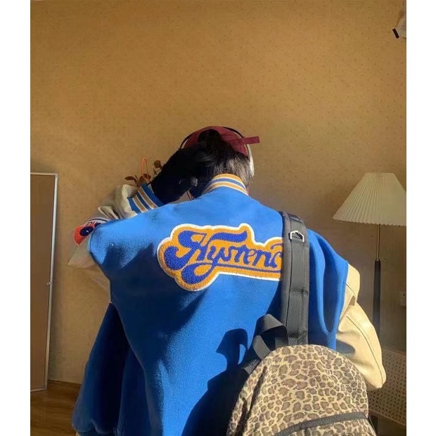 Áo khoác bóng chày bằng da thời trang Hàn Quốc sành điệu cho nam và nữ