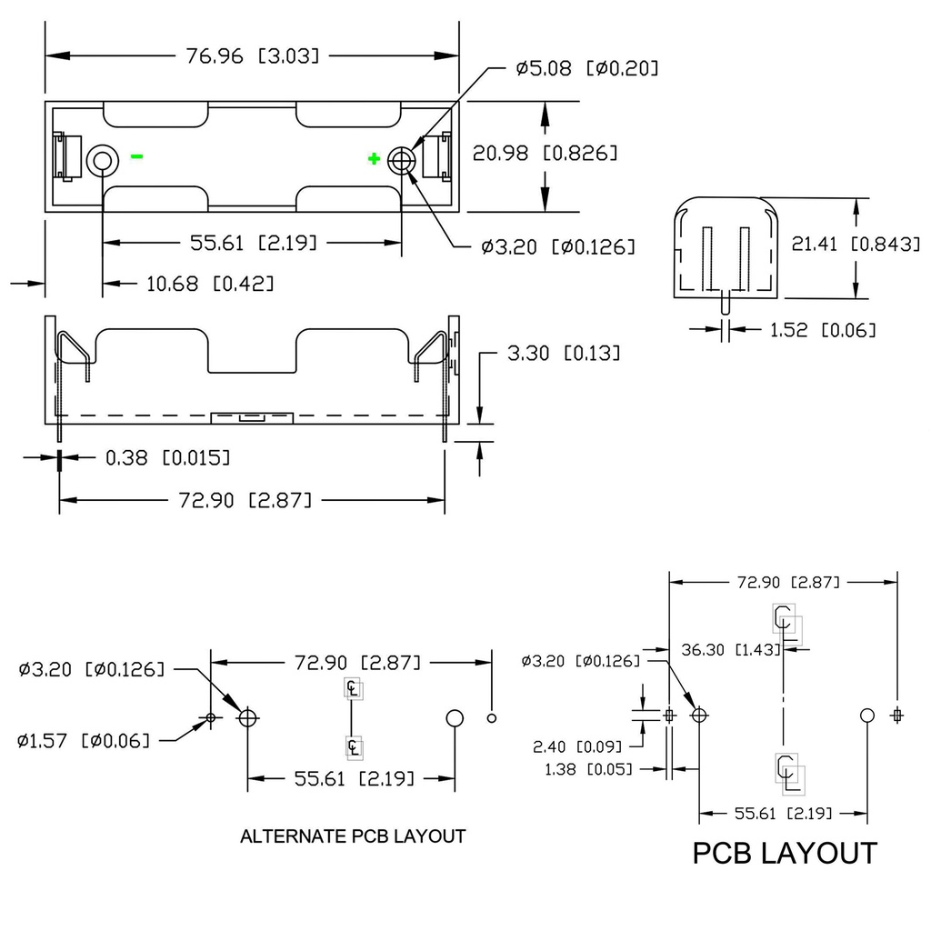 Đế pin 18650 hàn PCB 1/2/3/4 cell