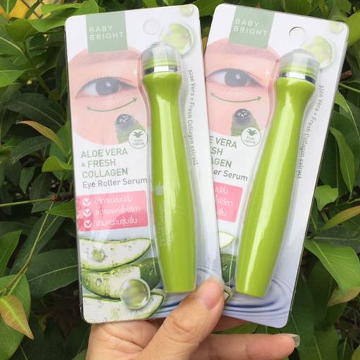 [Ảnh thật] Cây Lăn Mắt Lô Hội Collagen Tươi Baby Bright Aloe Vera & Fresh Collagen Eye Roller Serum 15ml