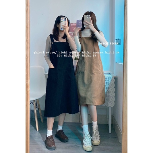 váy yếm nhung chun vai ẢNH THẬT VIDEO hich | BigBuy360 - bigbuy360.vn