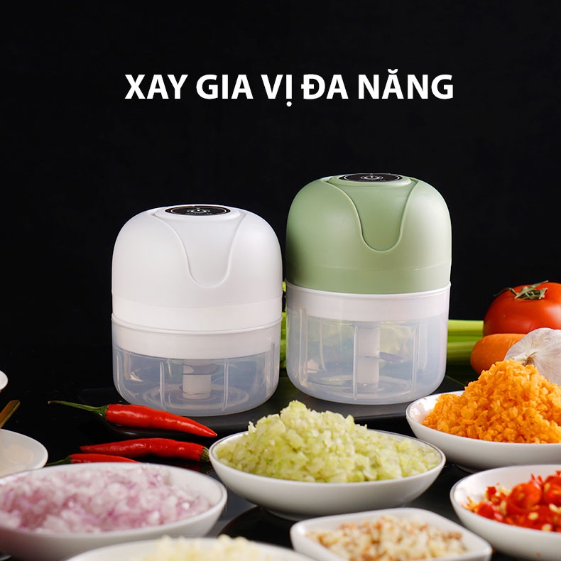 Máy xay đa năng mini, xay thịt, xay tỏi ớt, các loại gia vị - Sạc pin tích điện vô cùng tiện lợi  - Dung tích 250ml