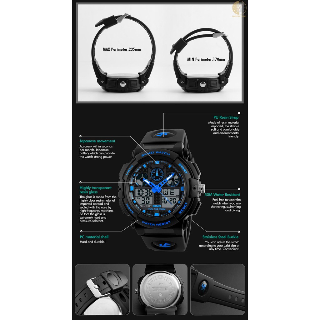 Đồng hồ đeo tay mặt kim và kỹ thuật số chống thấm nước 5ATM thương hiệu SKMEI 1270 phong cách thời trang dành cho nam | BigBuy360 - bigbuy360.vn