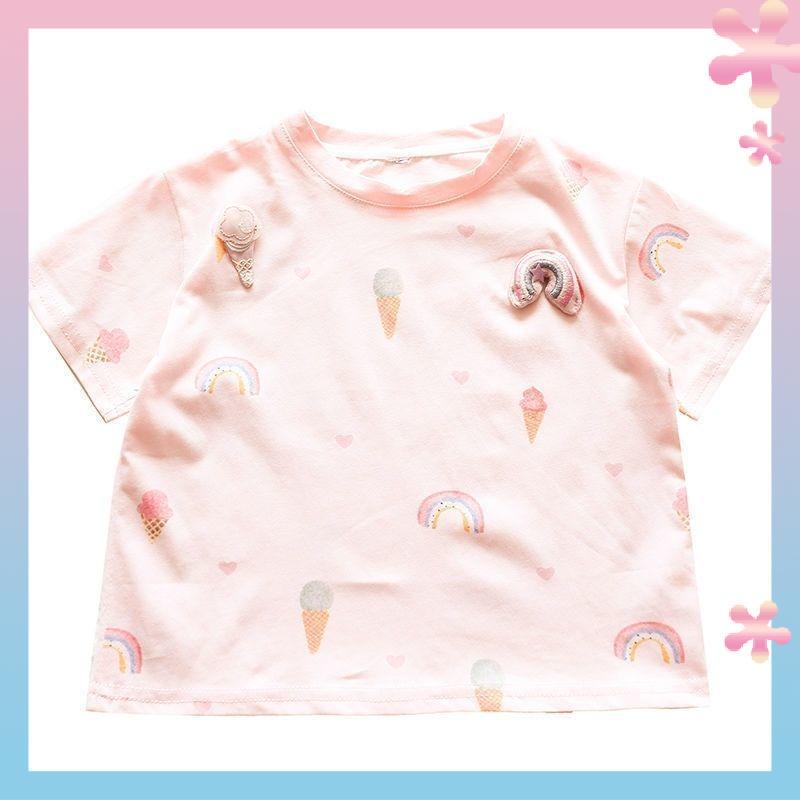 Áo Thun Cotton Mỏng Mùa Hè Tay Ngắn Phong Cách Mới 2021 Cho Bé Gái
