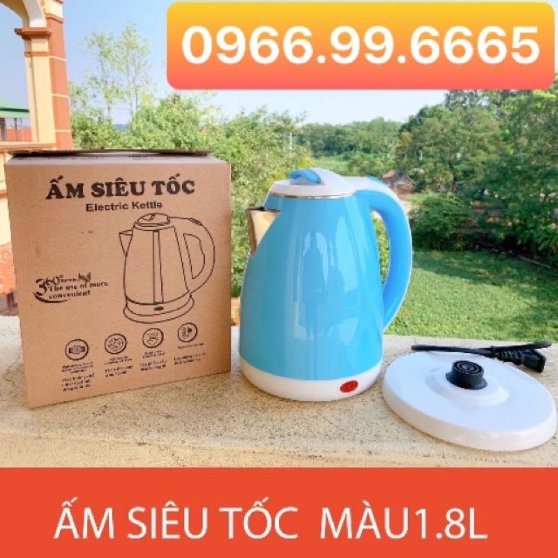 Ấm Siêu Tốc Màu 2 Lớp Cách Nhiệt  CHỐNG NÓNG CHỐNG GIẬT An Toàn 1,8L