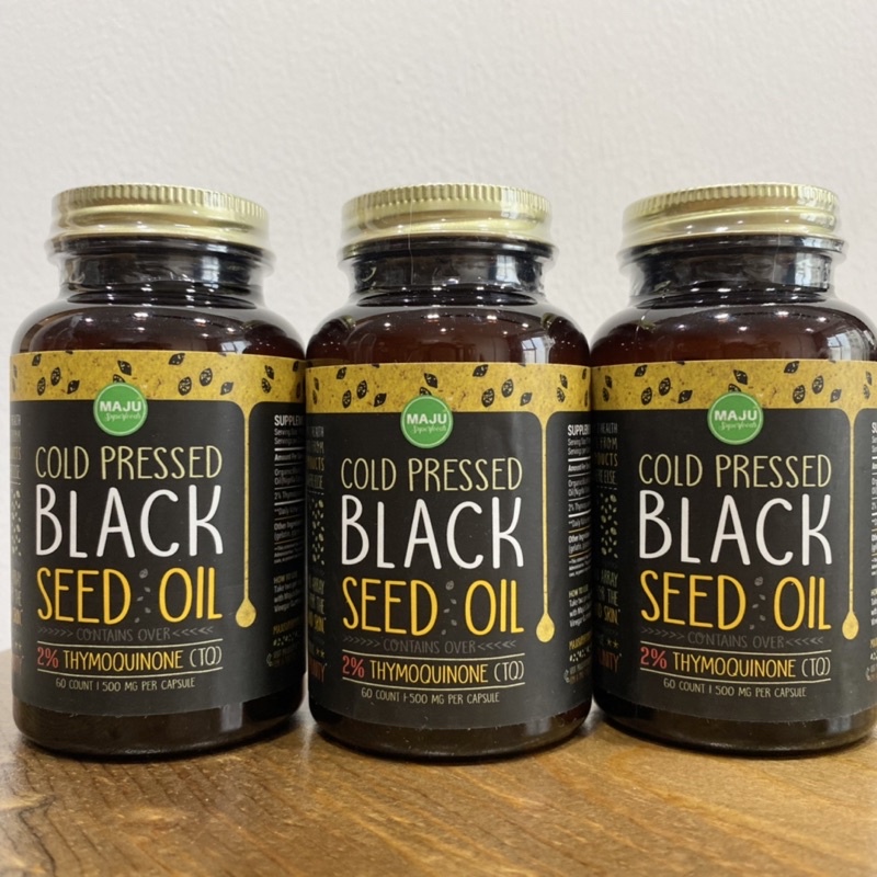 Viên uống dầu thì là đen hữu cơ ép lạnh Maju Black seed oil cold pressed organic 60v tốt cho sức khỏe da tóc móng của Mỹ