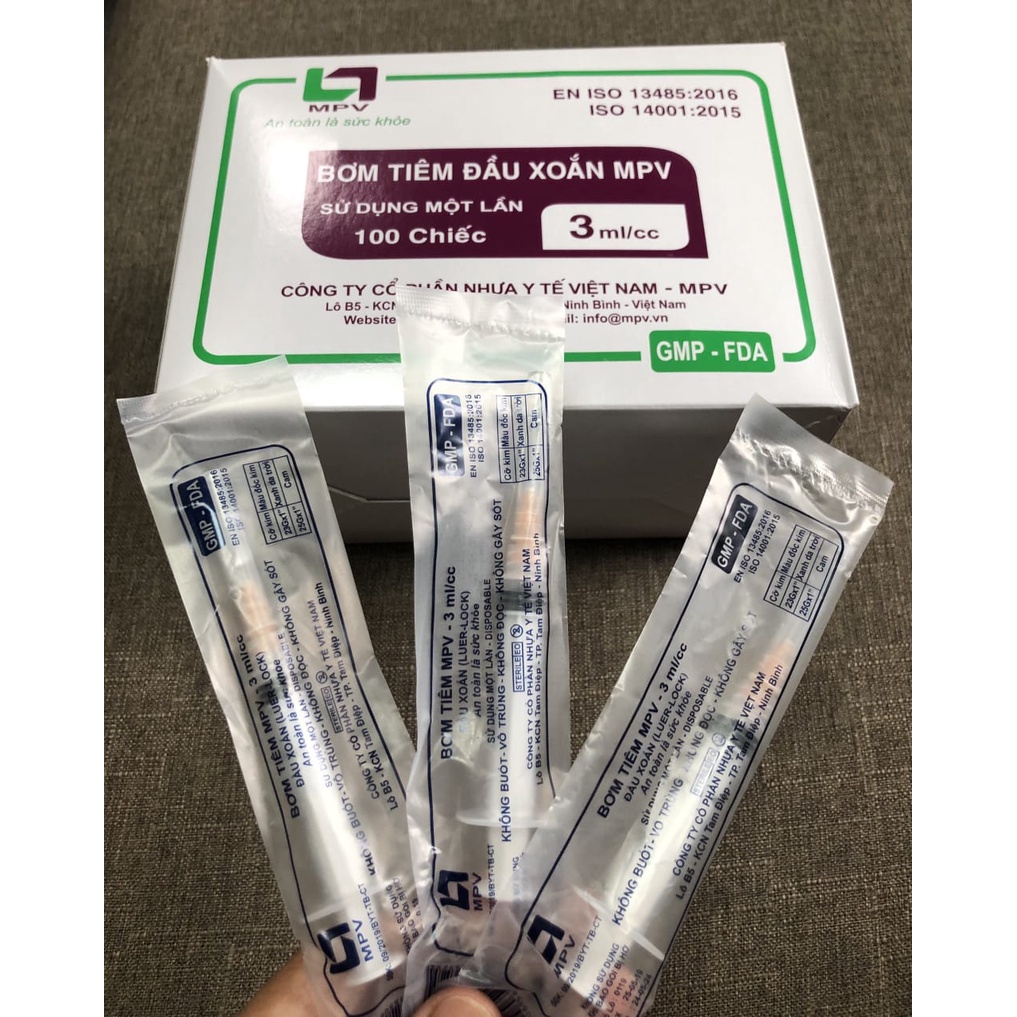 Hộp 100 Bơm kim tiêm xilanh xoắn Luer-Lock tiết kiệm tinh chất tiêm prp lắp đầu kim meso 34G MPV 1ml 3ML 5ml 10ml