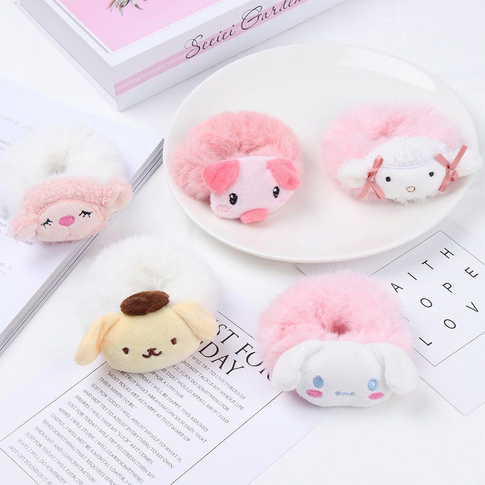 ZAIJIE24 Dây Cột Tóc Lông Nhung Dễ Thương Xinh Xắn