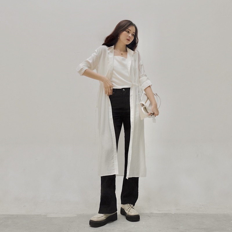 Áo khoác sơ mi dài INTO.EIGHT dây rút tuỳ chỉnh eo