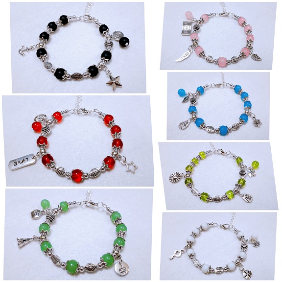 Sỉ 1 set 5 vòng tay đá màu 8mm giá chỉ 12k / cái