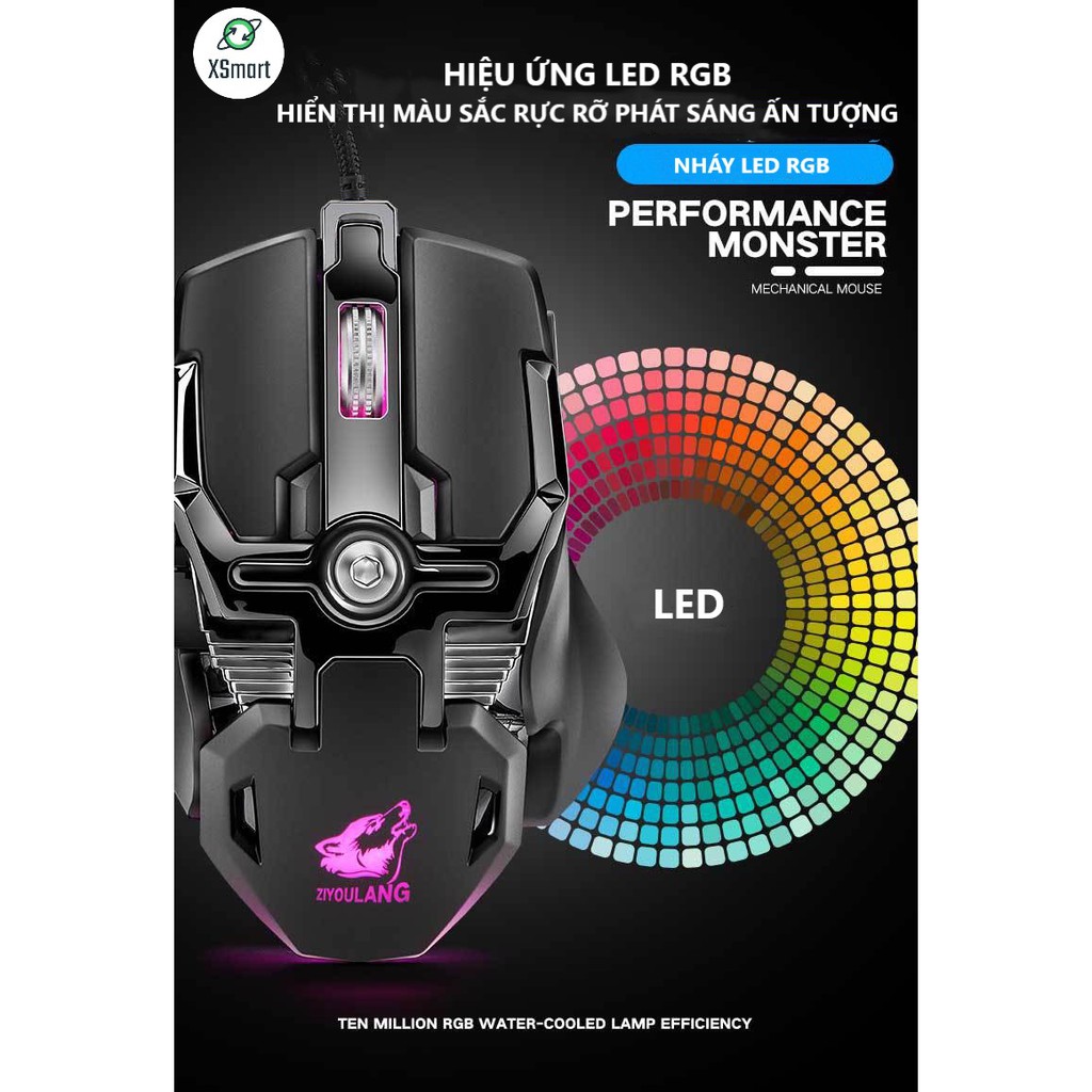 Chuột Cơ Chuyên Game V15 Cao Cấp Led RGB,  8 nút macro chơi game, DPI 6400, kiểu dáng gaming cho máy tính, pc, laptop