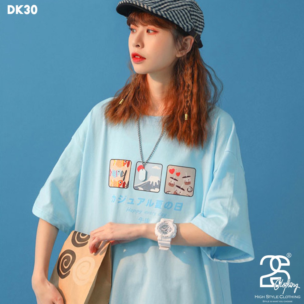 Áo Phông Tay Lỡ Form Rộng Nam Nữ Unisex 2S Clothing, Áo Thun Unisex Trơn Tay Lỡ Freesize Màu Xanh In DK30