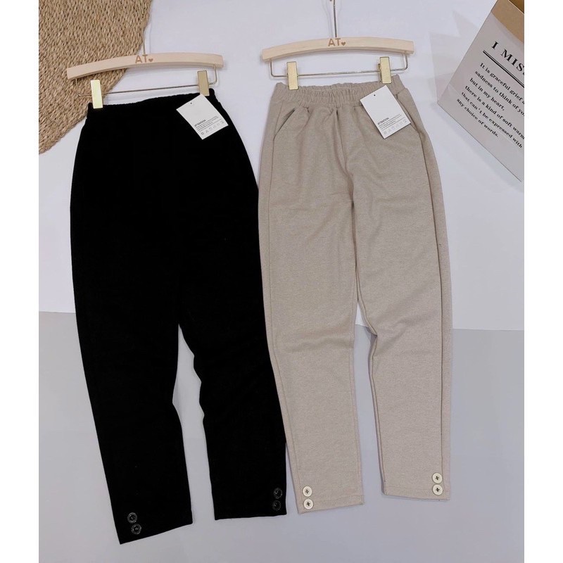 Quần Baggy Dạ Phối Cúc Chân