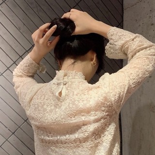 Áo ren cổ lọ tay dài tiểu thư
