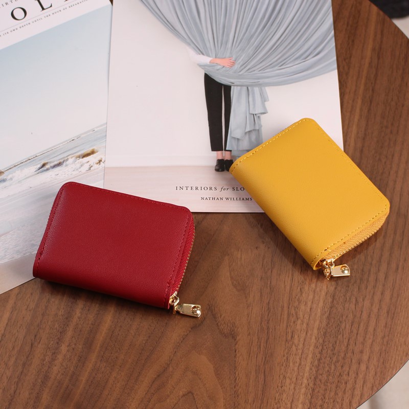 Ví đựng thẻ/ bằng lái xe IELGY màu trơn có khóa kéo cho nam và nữ