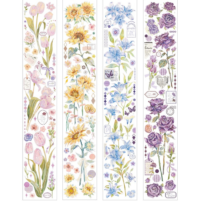 Masking tape kiêm sticker hoa flower trang trí phong cách vintage