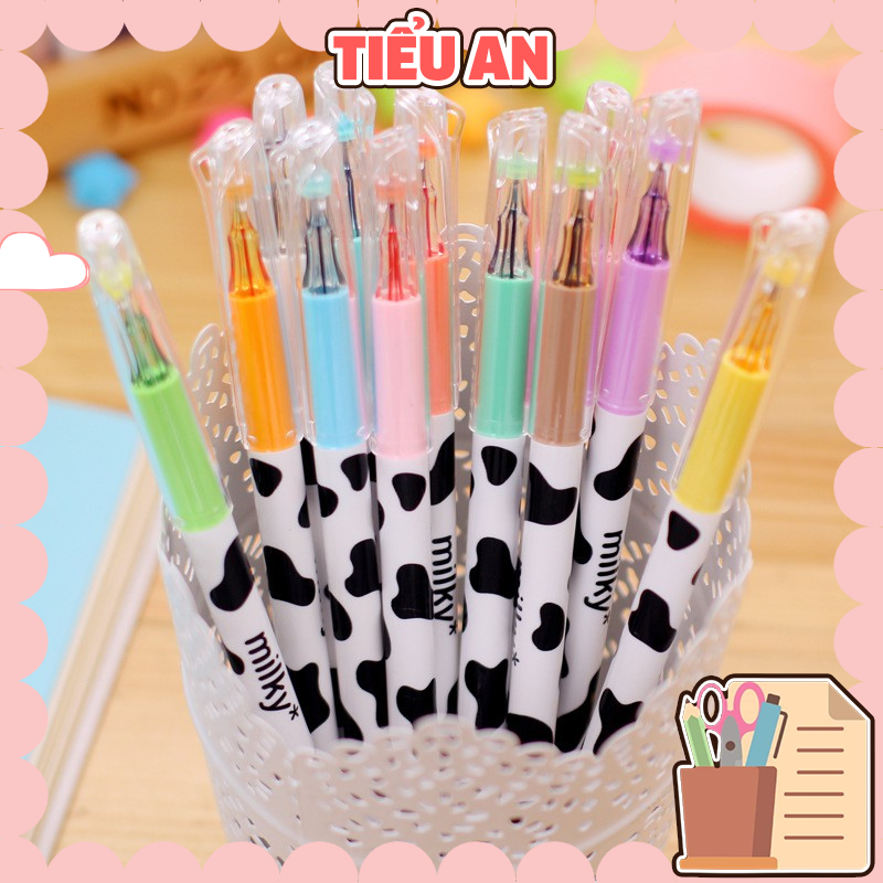 Bút màu ngòi nhọn Milky - Hoạ tiết bò sữa