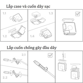 Ốp bọc sạc Macbook 3in1 kèm bộ cuốn bảo vệ chống đứt gãy đầu dây sạc bảo vệ sạc Macbook
