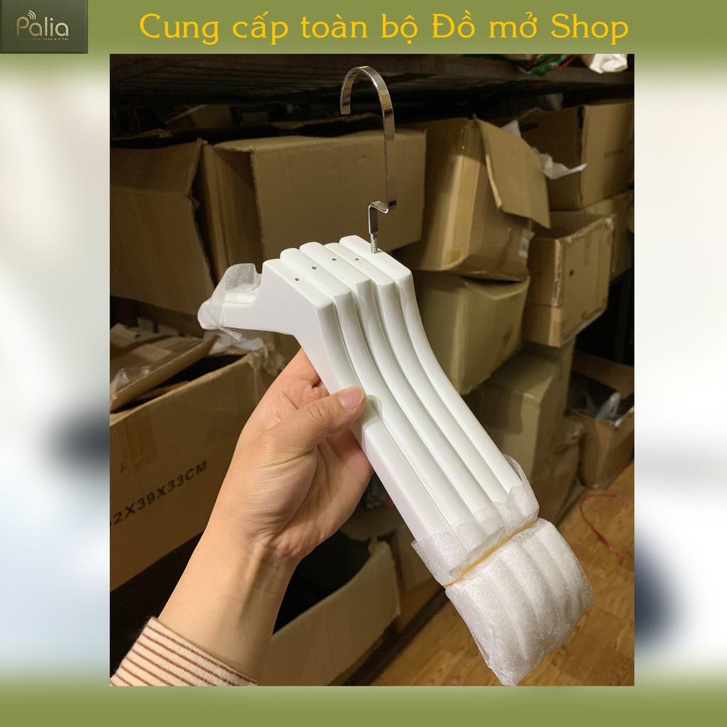 Móc kẹp quần áo gỗ nam - nữ màu trắng đầu móc xoay 360 độ - chuyên dùng cho các shop thời trang, khách sạn và gia đình