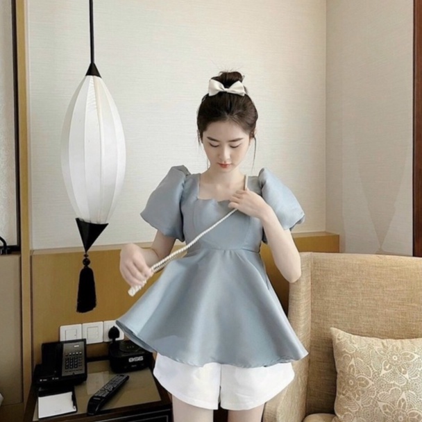 Set Áo Hở Lưng Lora xanh ( kèm mút ngực )