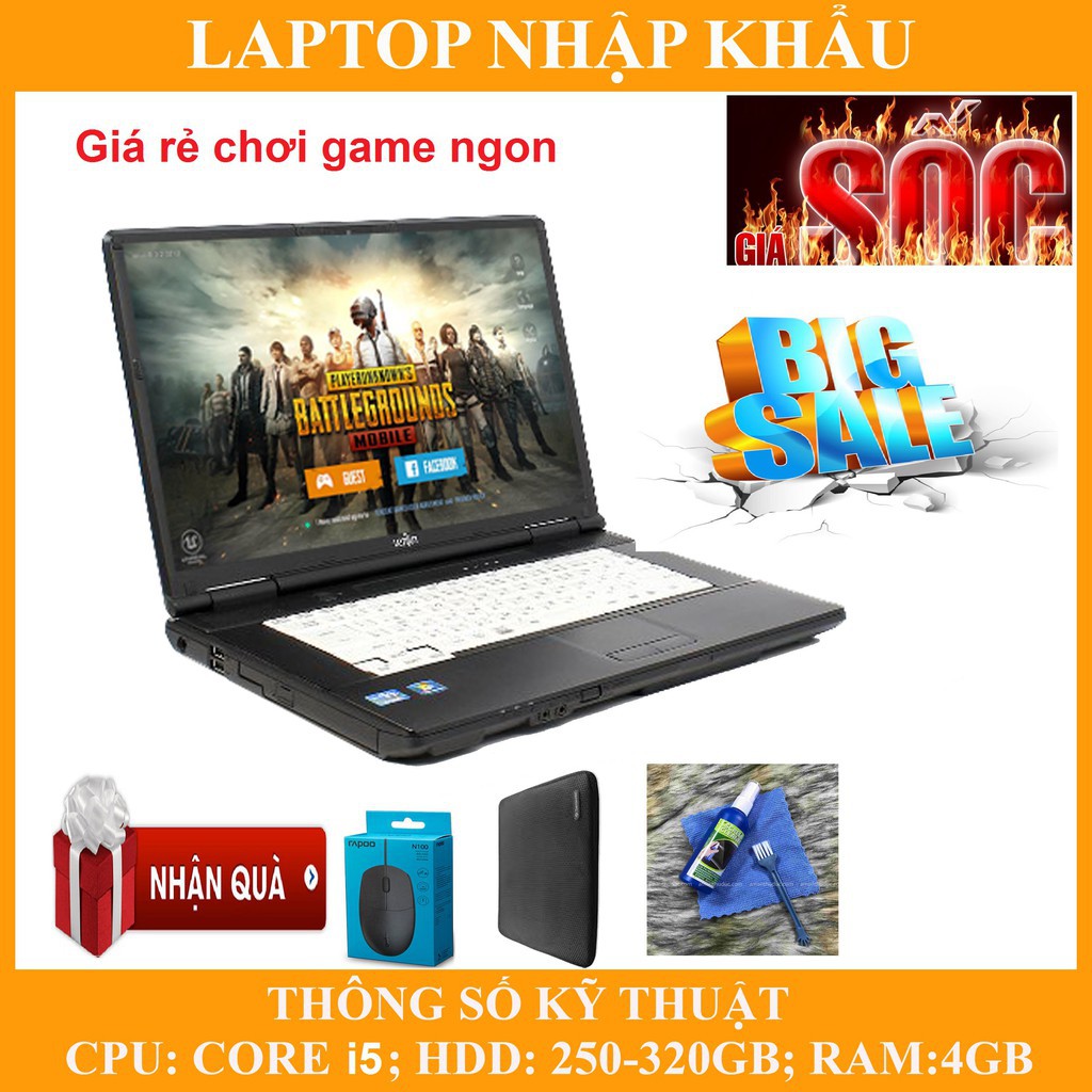 Laptop chơi game fifa 4, pubg mobile,  Core i5, RAM 4G, 250gb