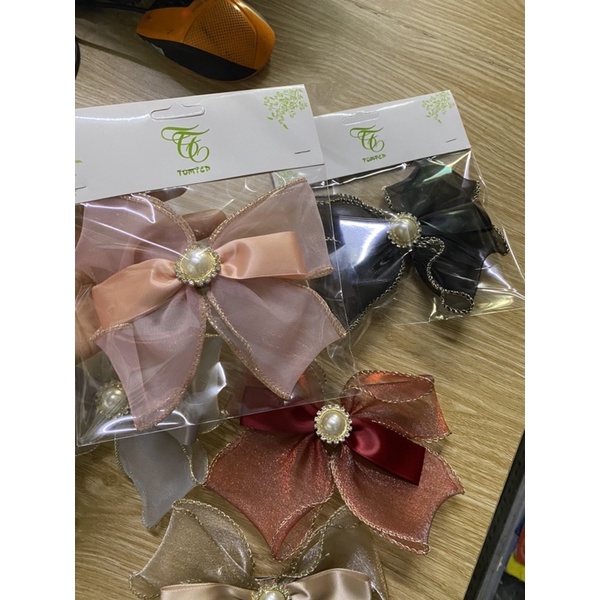 Kẹp tóc voan nơ lụa tiểu thư sang chảnh