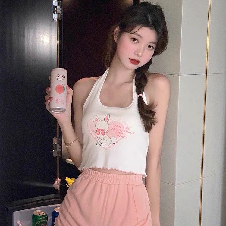 Jiashucheng Áo Thun Trắng Không Tay Thời Trang Mùa Hè Quyến Rũ Cho Nữ