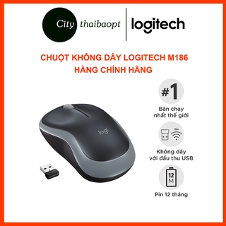Chuột không dây Logitech M186 thiết kế thuận cả 2 tay(1000 DPI) - Hàng Chính Hãng