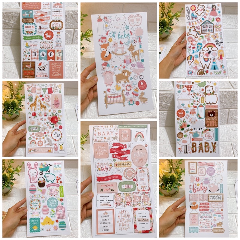 Sticker baby girl size 15x27cm khổ lớn (chưa cắt) - trang trí love box, scrapbook, khung ảnh 3D