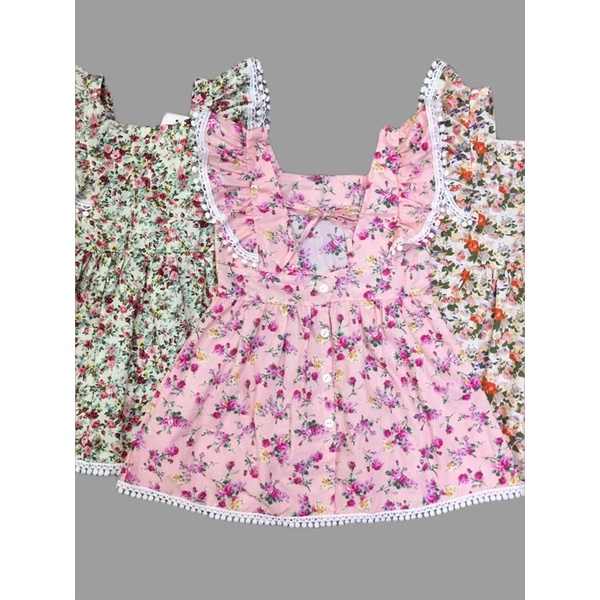 Váy hoa nhí tay cánh tiên viền ren (14 đến 30 kg)