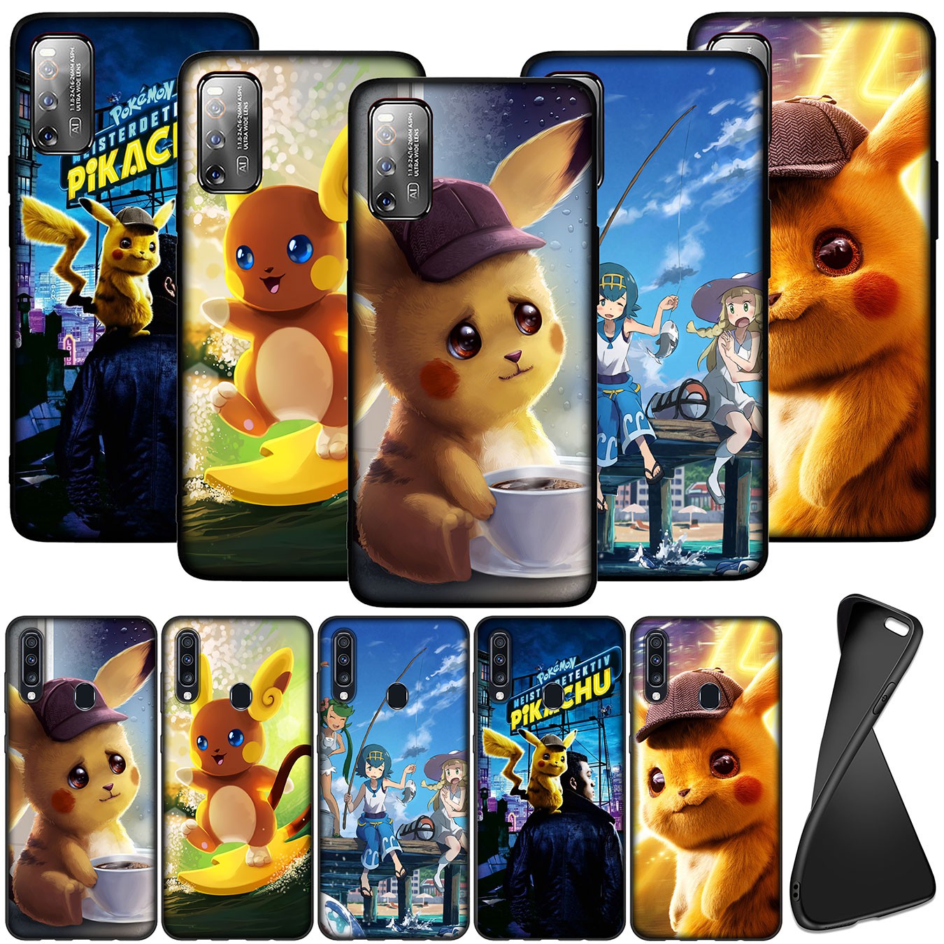 Soft Silicone Samsung Galaxy A9 A8 A7 A6 Plus 2018 S7 Edge M31 A21S Phone Case Pokémon Detective Pikachu cute Casing