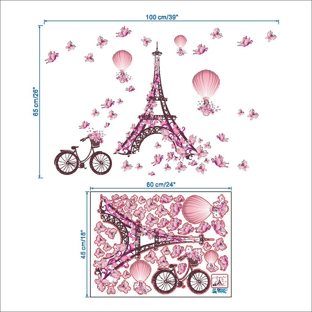 Decal trang trí phòng ngủ trẻ em hình tháp Eiffel