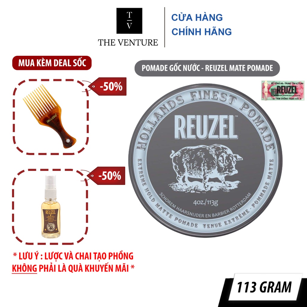 Sáp Vuốt Tóc Reuzel Extreme Hold Matte Pomade Chính Hãng - Pomade Heo Xám