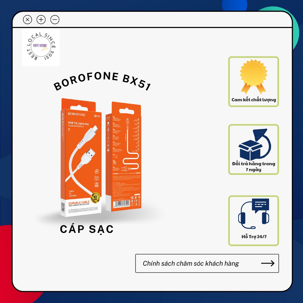Cáp sạc Borofone BX51 micro/type-1m