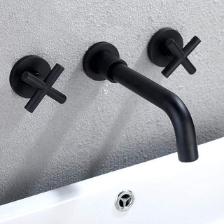 Vòi chậu lavabo âm tường màu đen MC0220