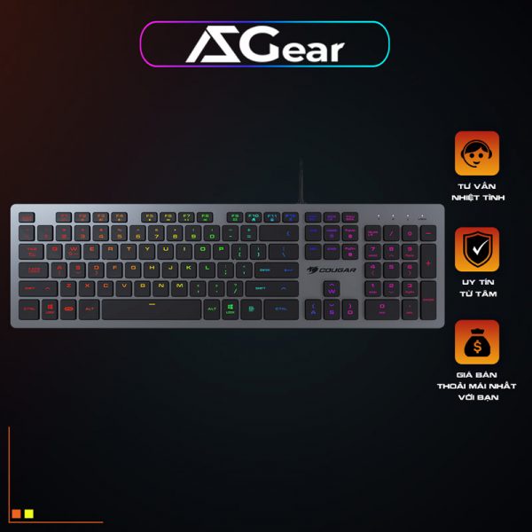 Bàn phím Cougar Vantar AX Black, Đèn nền nhiều màu 8 hiệu ứng, Bảo hành 12 Tháng