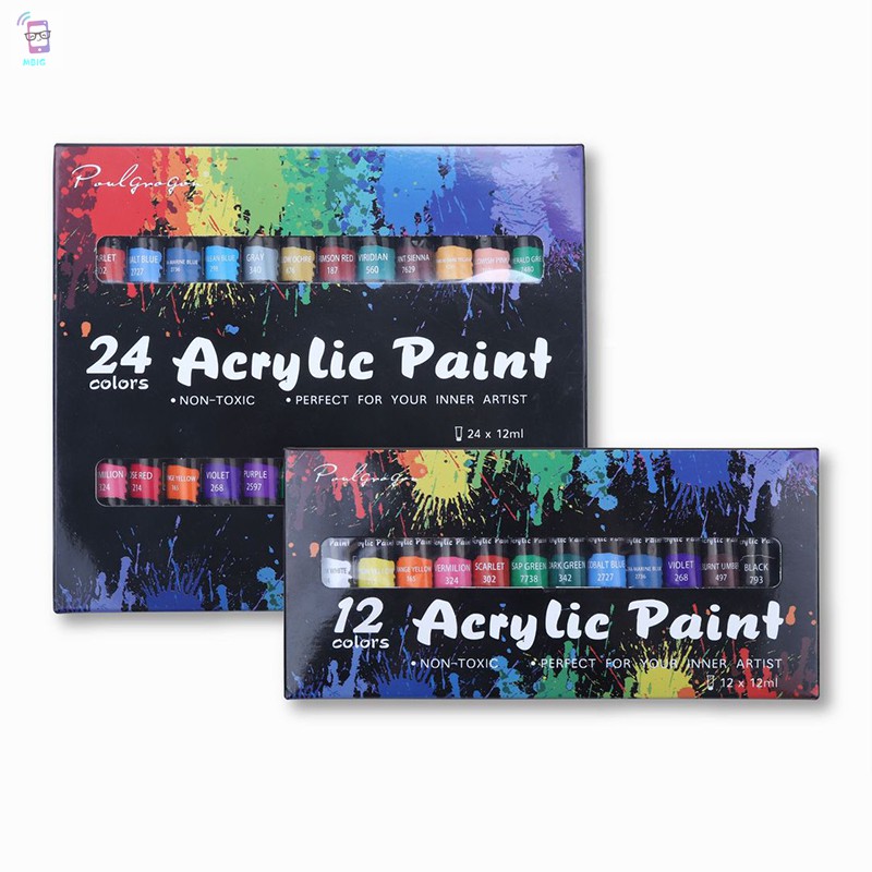 Set 12 / 24 Lọ Sơn Màu Acrylic 12ml Dùng Để Vẽ Trang Trí Móng Tay Nghệ Thuật