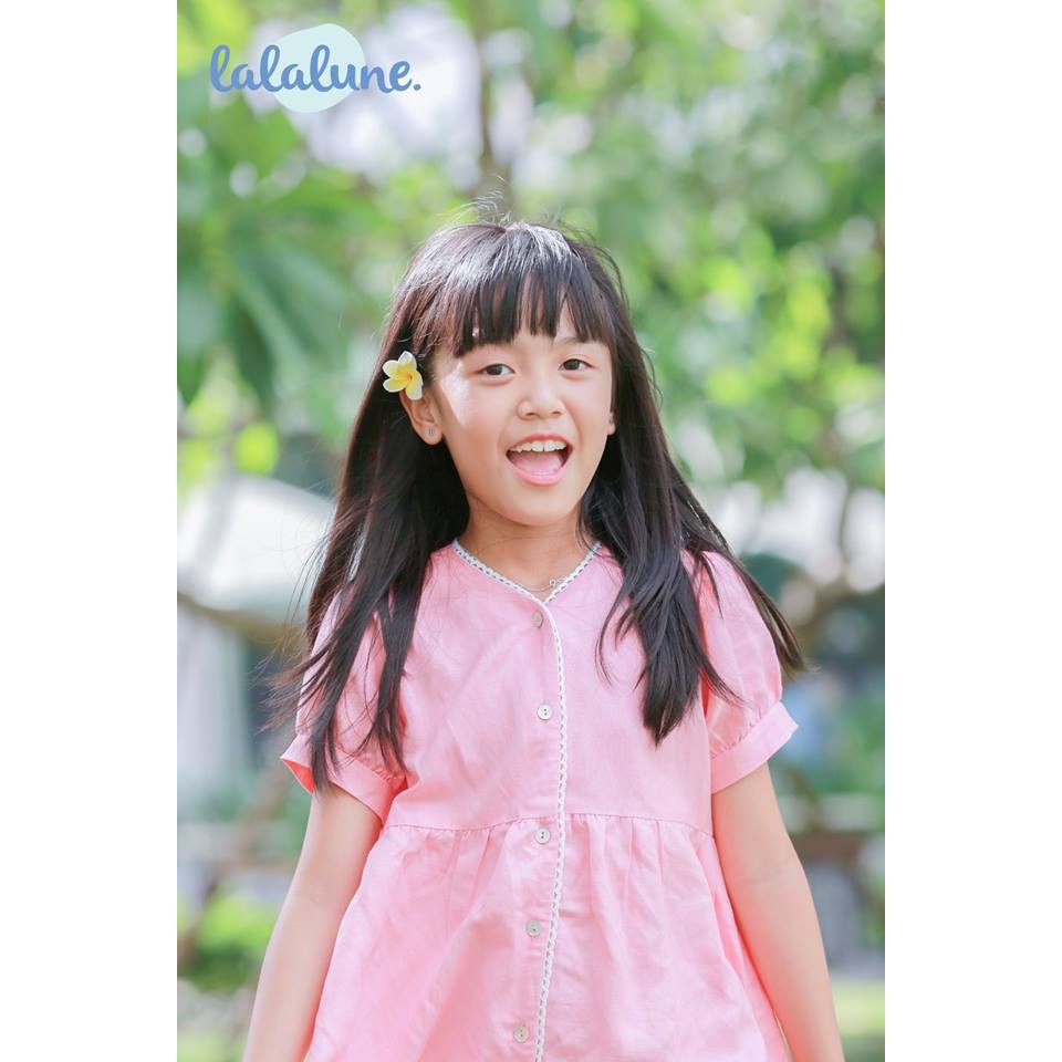 Đầm dài linen hồng long pink lalalune cho bé 2-7 tuổi