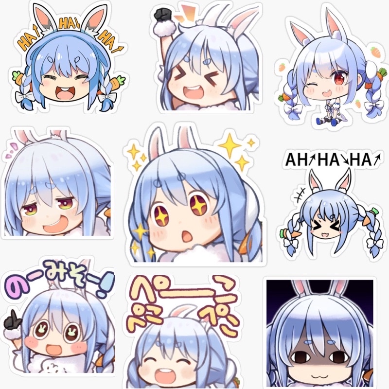 Ảnh dán Sticker Vtuber Usuda pekora 30-60 cái ép lụa khác nhau /Hình dán decal Hololive Usada pekora