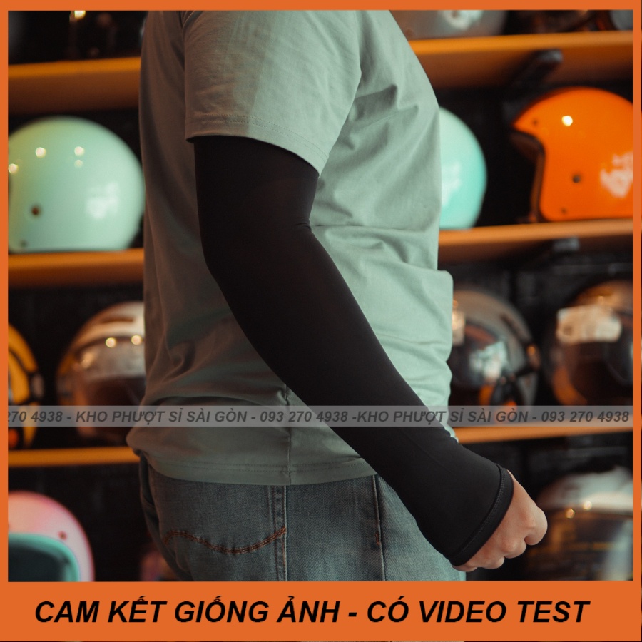 Găng ống tay chống nắng Biker màu đen trơn Swat - Ống tay chống tia UV cao cấp thun lạnh